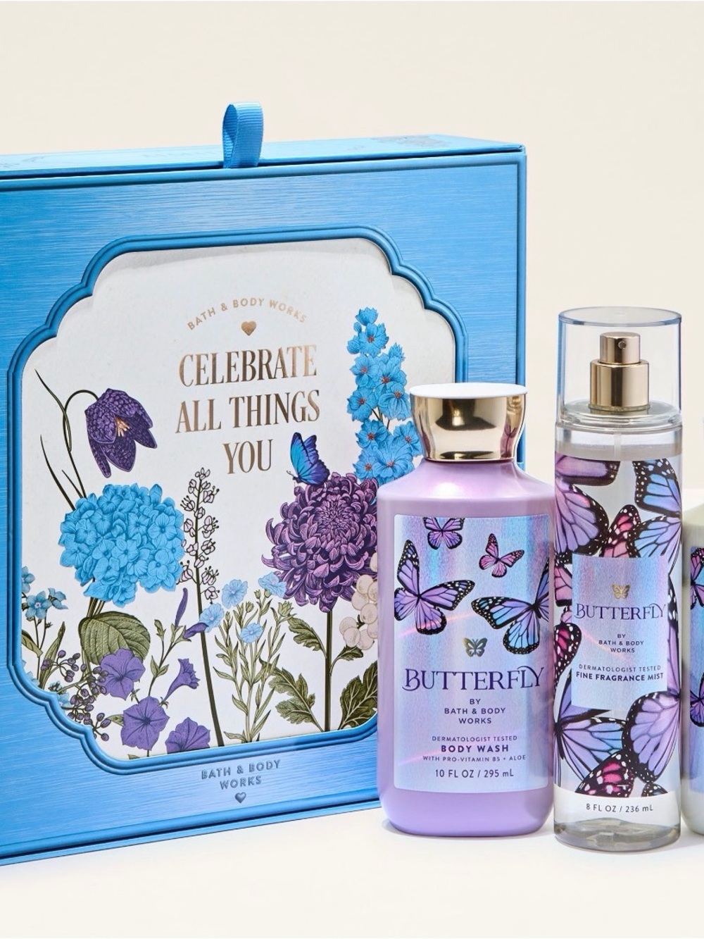 Bath & Body Works Butterfly Body Wash & Fragrance Mist Set - Blue, Purple